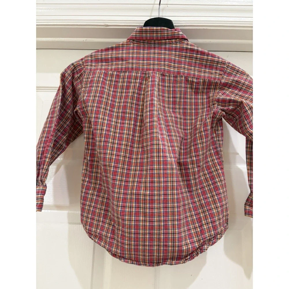 Ralph Lauren Boys Plaid Button Down Shirt Size 5 Red Blue Yellow Pony Logo